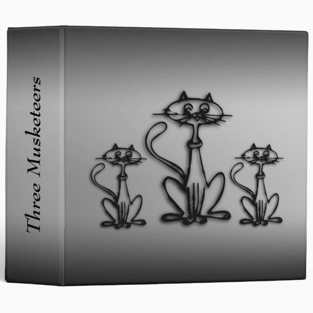 Black and White Three Cats Personalized Binder (Front/Spine)