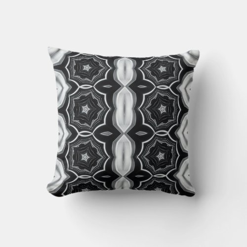 Black and white throw pillow geometric star