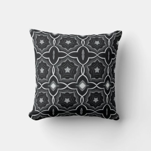 Black and white throw pillow geometric star orient