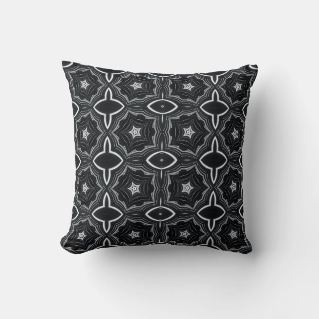 Black and white throw pillow geometric star orient (Front)