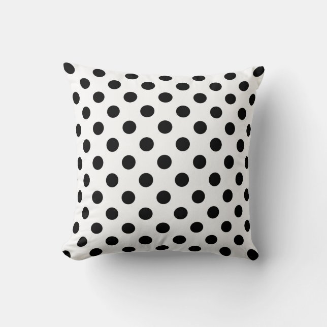 Black and White Throw Pillow, Polka Dots Throw Pillow (Front)