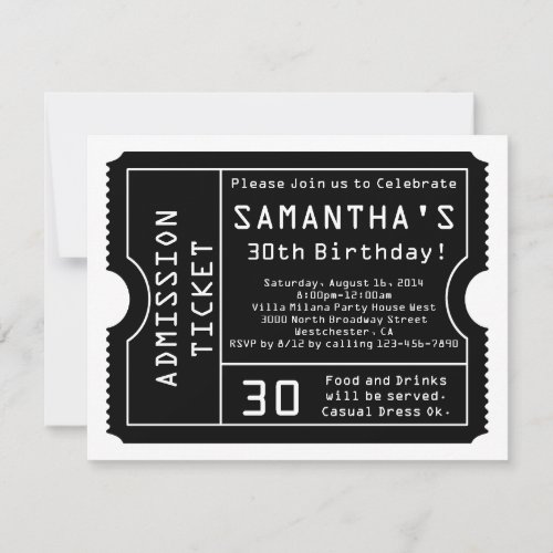 Black and White Ticket Invitation, Digital Style