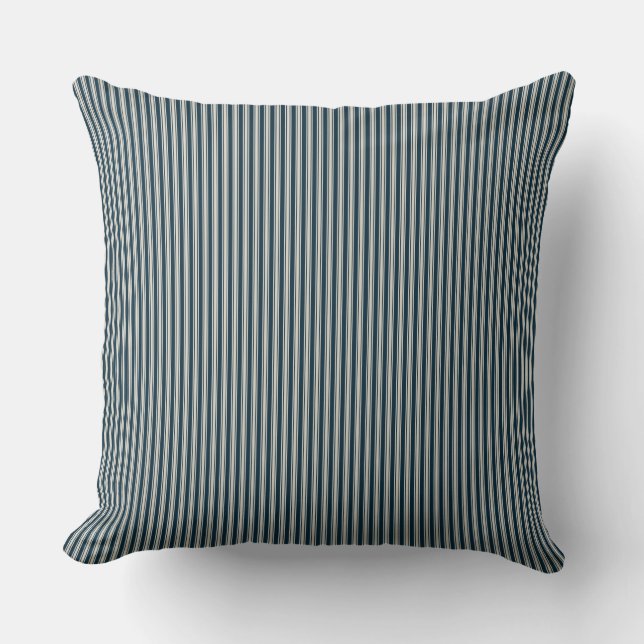 Black and White Ticking Stripe  Throw Pillow (Front)