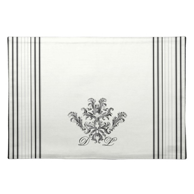 Black and White Ticking Stripes Placemat (Front)