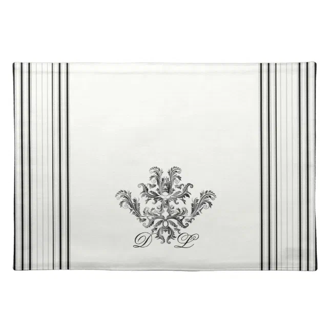 Black and White Ticking Stripes Placemat Zazzle