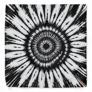 Black and White Tie Dye Print Bandana