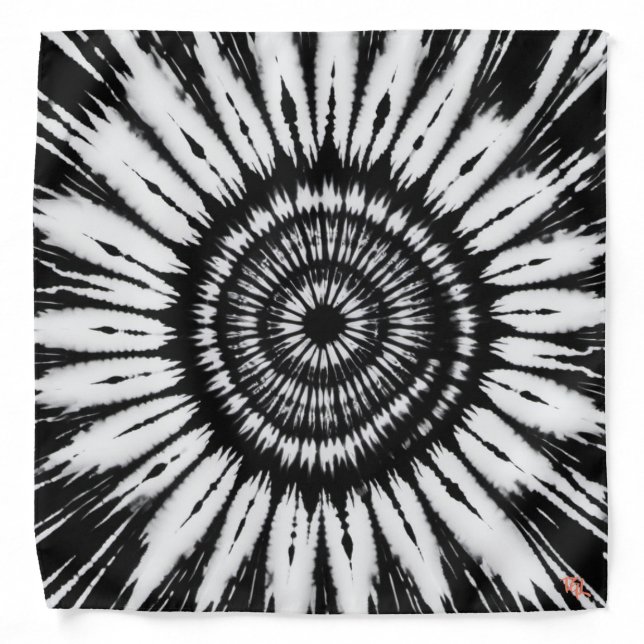Black and White Tie Dye Print Bandana (Front)