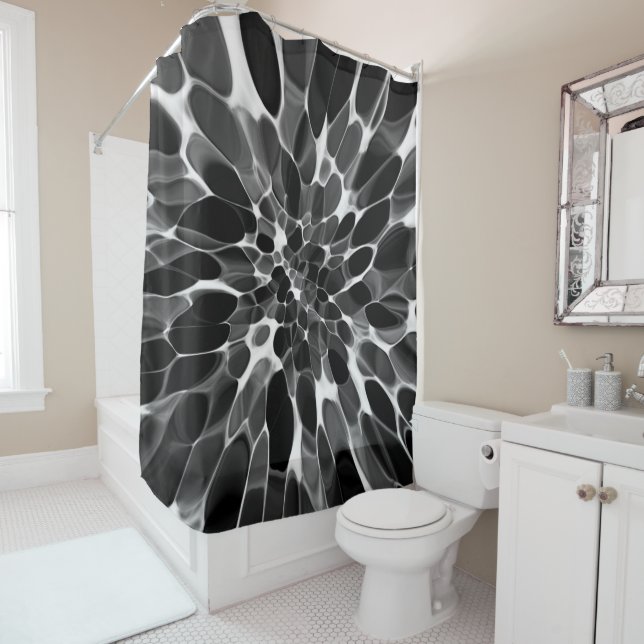 Black and White Tie-dye  Shower Curtain (In Situ)