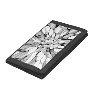 black and white tie dye tri-fold wallet