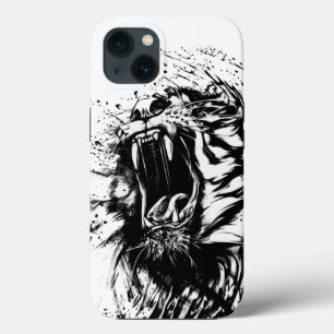 BLACK AND WHITE TIGER APPLE IPHONE CASE
