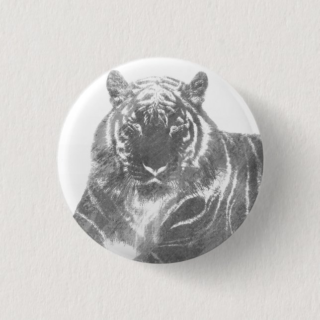 Black and White Tiger Button (Front)