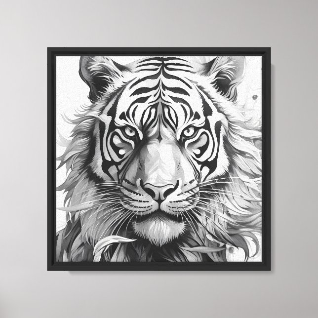 Black and white tiger canvas print (Front)