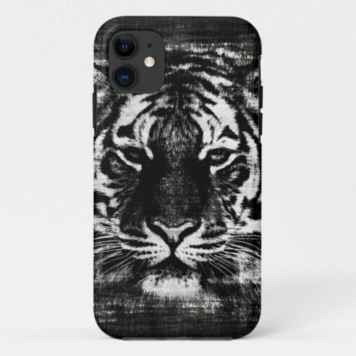 Black and White Tiger iPhone 11 Case