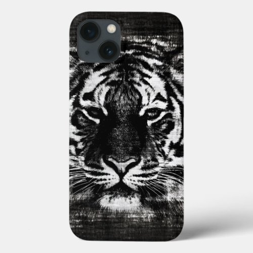 Black and White Tiger iPhone 13 Case