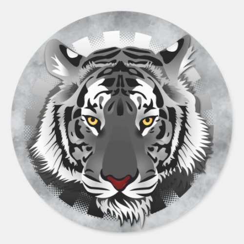 Black And White Tiger Classic Round Sticker