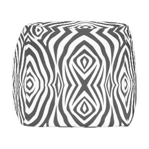 Black and white tiger cube pouf