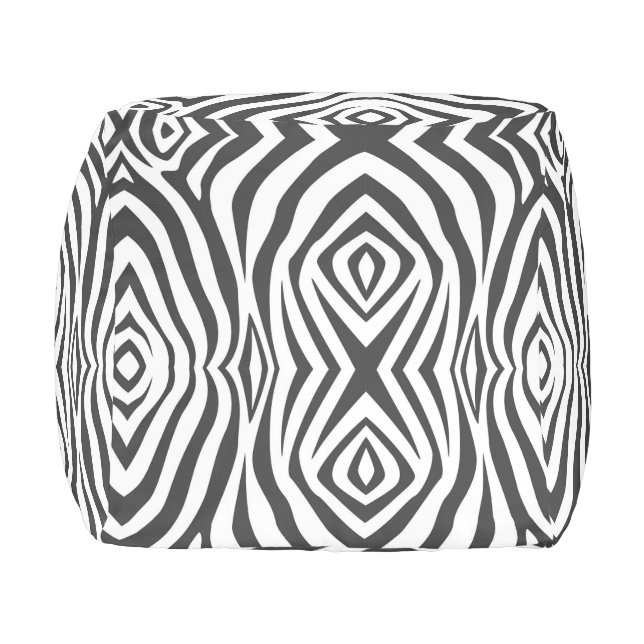 Black and white tiger cube pouf (Left)