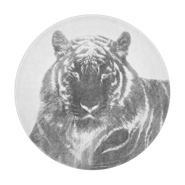 Black and White Tiger Cutting Board (Front)