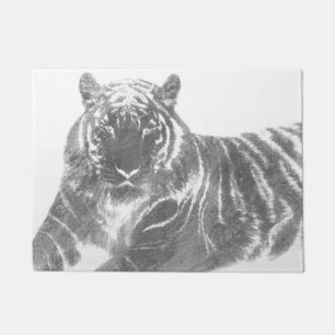 Black and White Tiger Doormat