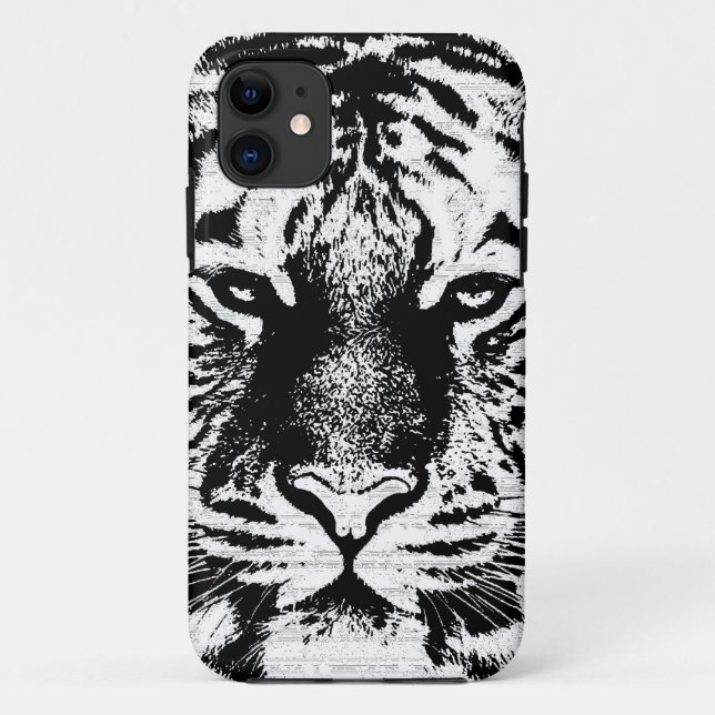 Black and White Tiger Face Case-Mate iPhone Case (Back)