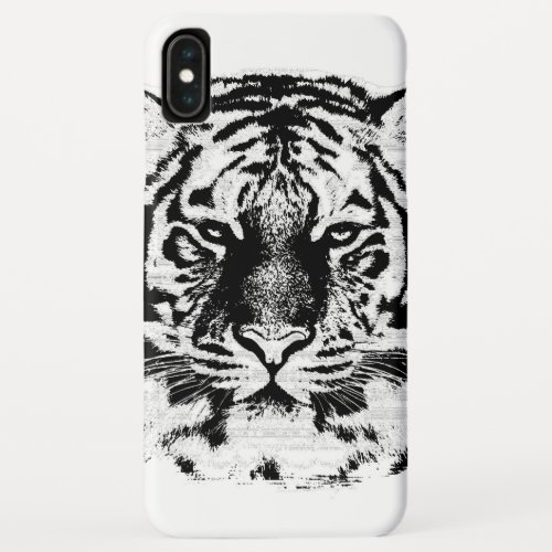 Black and White Tiger Face Close Up iPhone XS Max Case