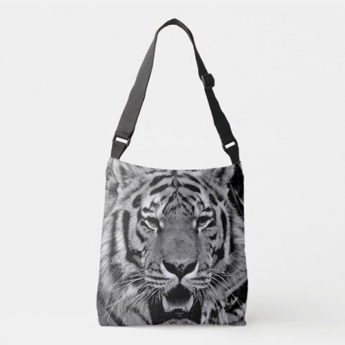 Black and White Tiger Face Crossbody Bag