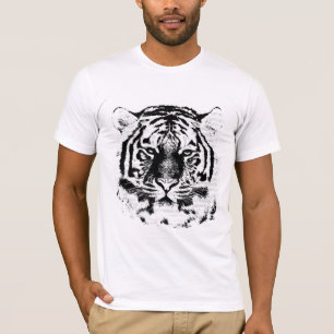 Black and white Tiger Face T-Shirt
