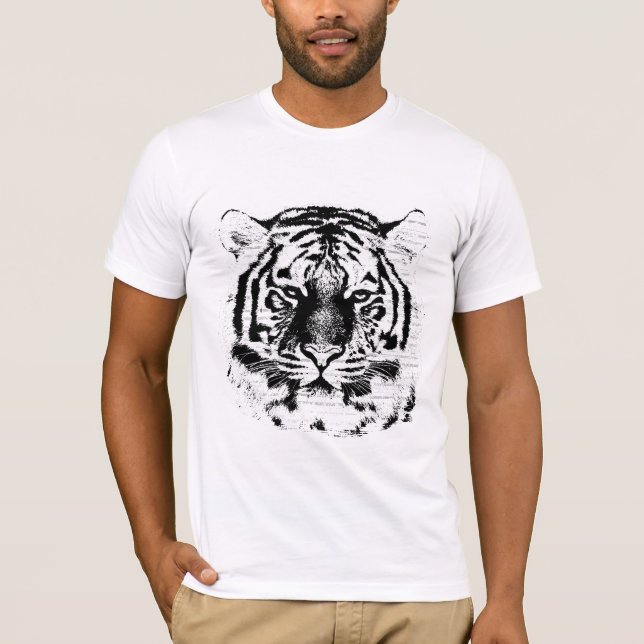 Black and White Tiger Face T-Shirt (Front)