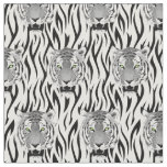 Black and White Tiger Face With Stripes Fabric