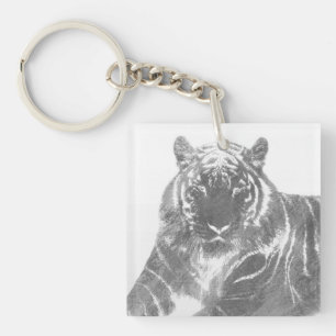 Black and White Tiger Keychain