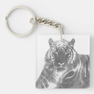 Black and White Tiger Keychain