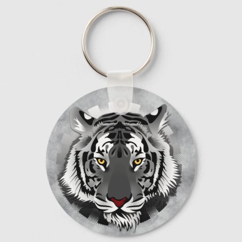 Black And White Tiger Keychain