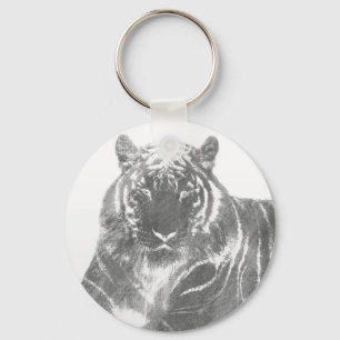 Black and White Tiger Keychain