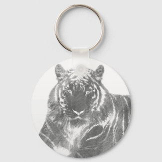 Black and White Tiger Keychain