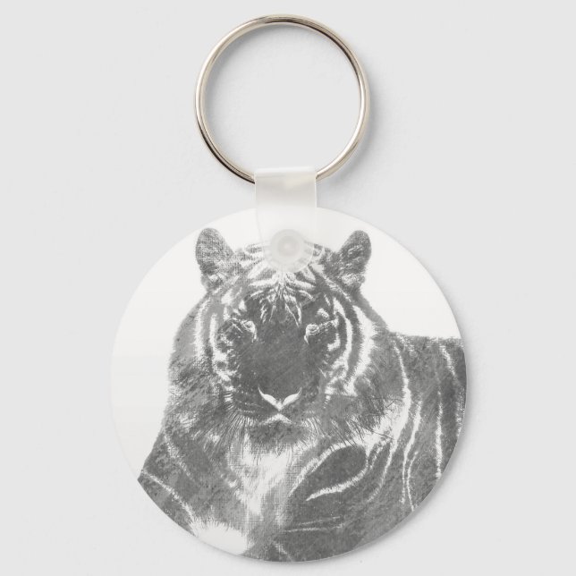 Black and White Tiger Keychain (Front)