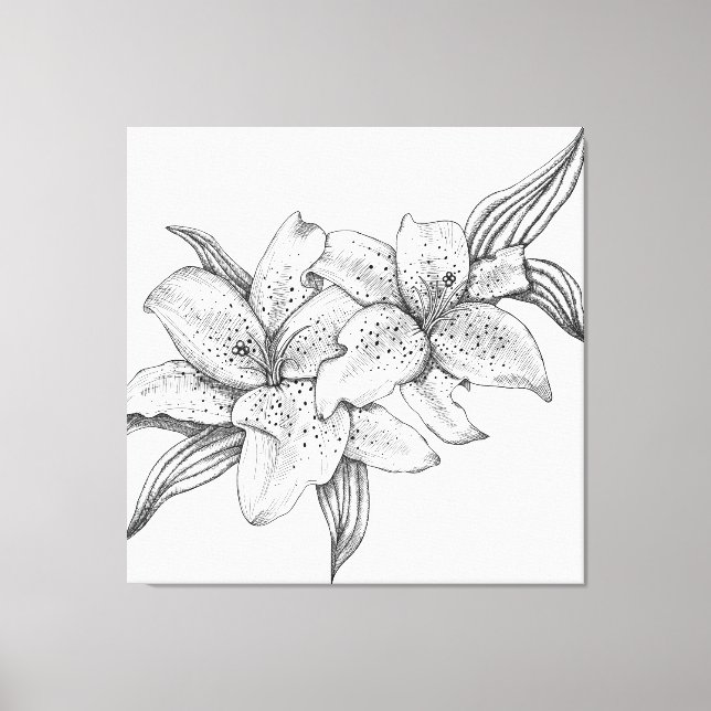 Black and White Tiger Lily Canvas Print (Front)