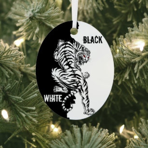 Black and white tiger luggage tag trifold wallet l metal ornament