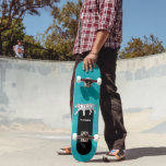 Black and White Tiger on Teal Personalized Skateboard<br><div class="desc">This cool teal blue colored skateboard has an illustration of a white tiger with black stripes. This board is ready to be personalized with a name or other text in white lettering against a black background.</div>