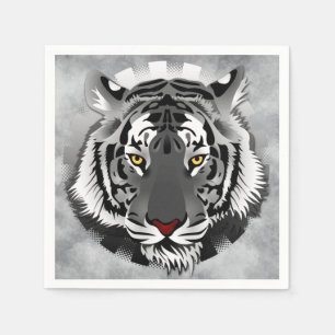 Black And White Tiger Paper Napkins