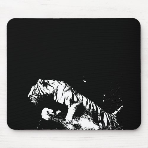 Black and White Tiger Pop Art Mousepad