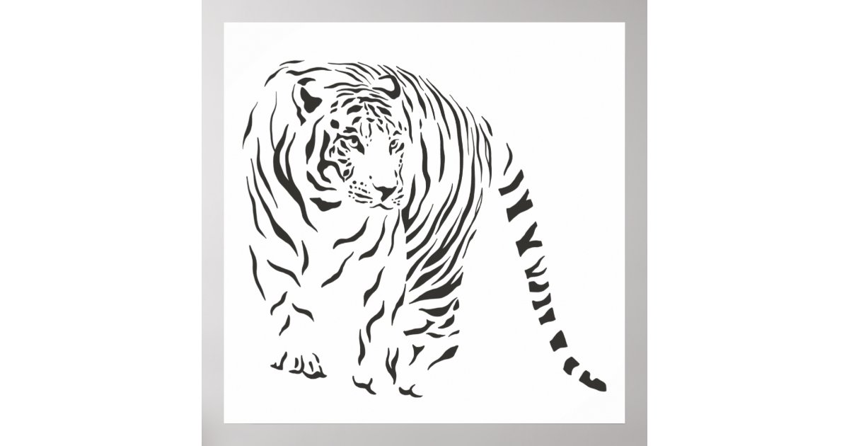 Black And White Tiger Poster Zazzle