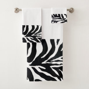 Black and White Tiger Print Bathroom Towel Set