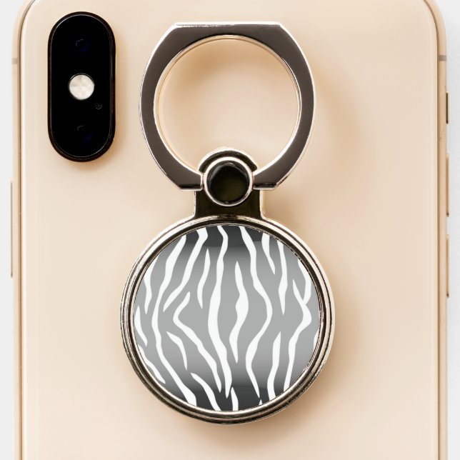 black and white tiger print phone ring stand (Close Up)