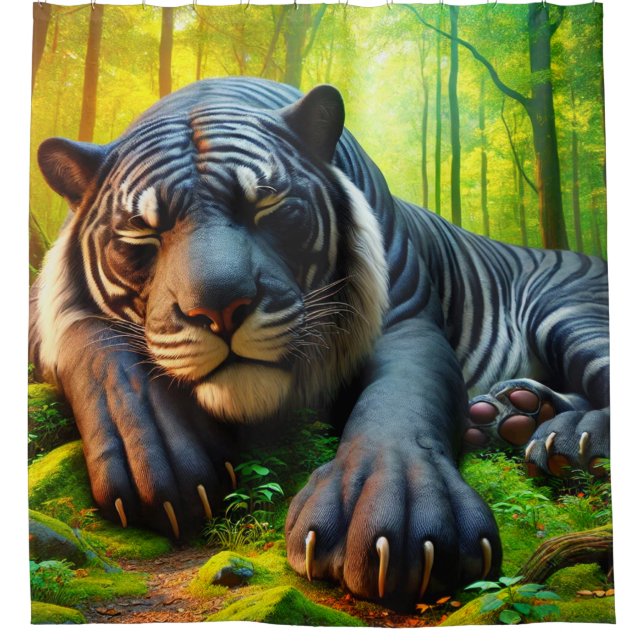 Black and White Tiger Shower Curtain (Front)