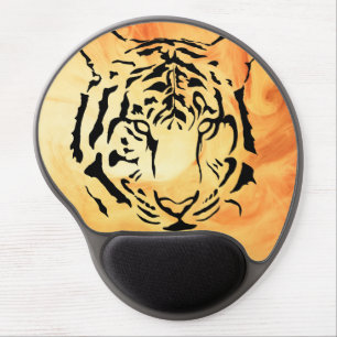 Black and White Tiger Silhouette Gel Mouse Pad