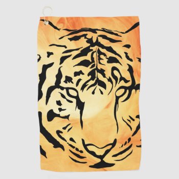 Black And White Tiger Silhouette Golf Towel by CandiCreations at Zazzle