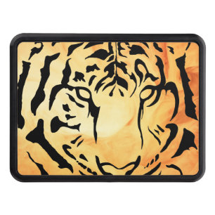 Black and White Tiger Silhouette Hitch Cover