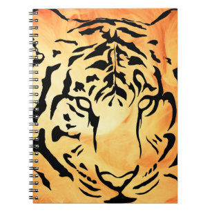 Black and White Tiger Silhouette Notebook