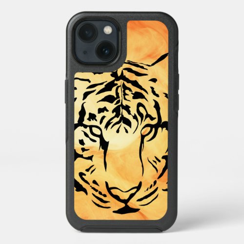 Black and White Tiger Silhouette iPhone 13 Case