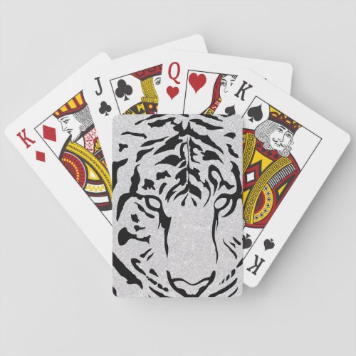 Black and White Tiger Silhouette Poker Cards